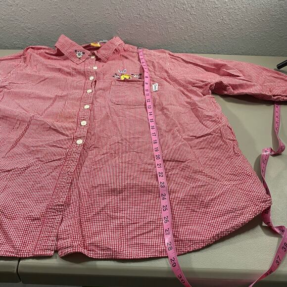 Tweety Bird 26/28 Womens Button Up Red White Plaid Looney Tunes Floral Collared - Picture 8 of 10